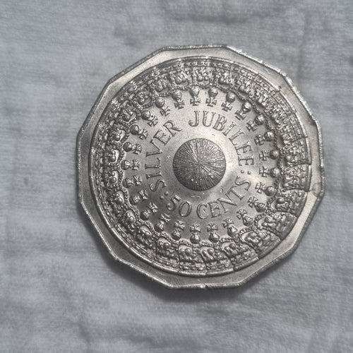 1977 Silver Jubilee 50 cent coin + Free Random FDC Included 