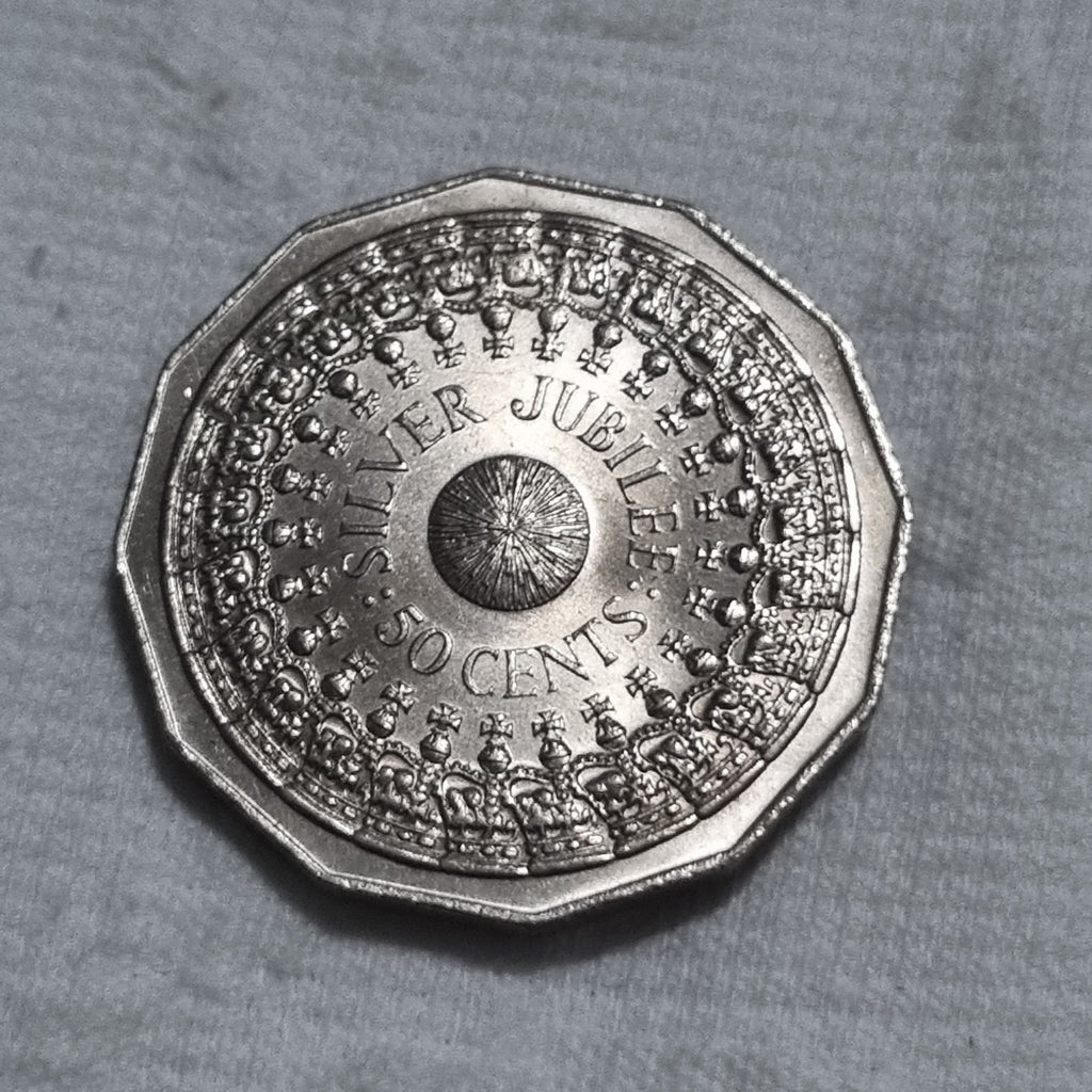 1977 UNC Silver Jubilee 50 cent coin- Extremely Shiny 