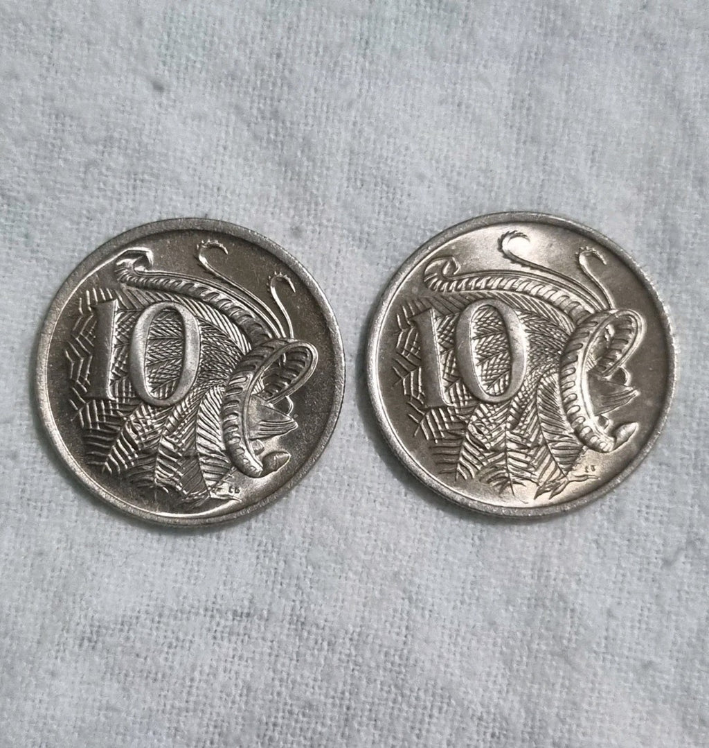 1 x 1981 & 1 x 1982 UNC 10 cent coins