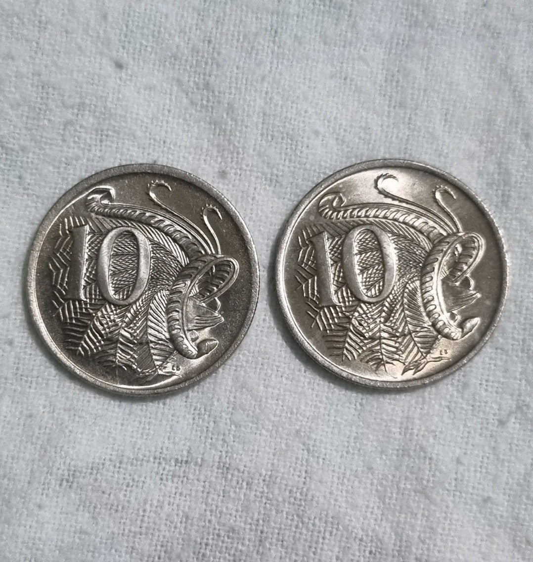 1 x 1981 & 1 x 1982 UNC 10 cent coins