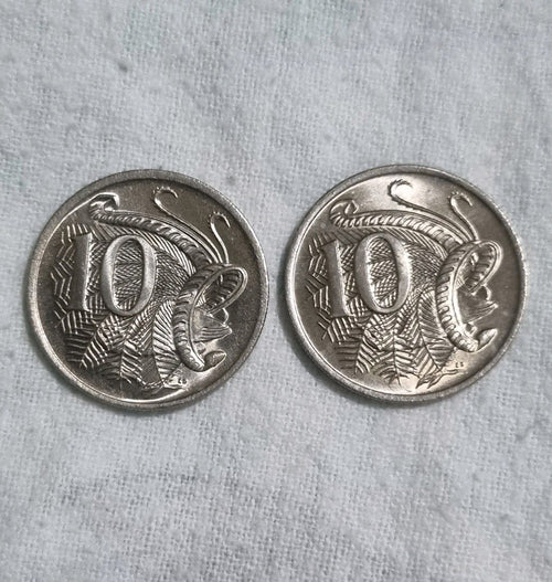 1 x 1981 & 1 x 1982 UNC 10 cent coins