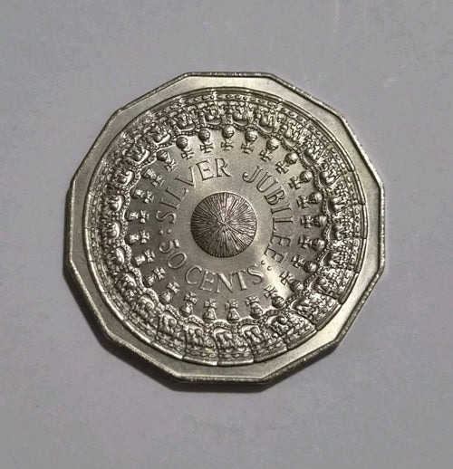 1977 UNC Silver Jubilee 50 cent coin + Free  FDC Included 