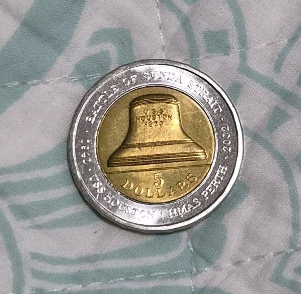 2002 Five Dollar Battle of Sunda Strait USS PERTH Coin
