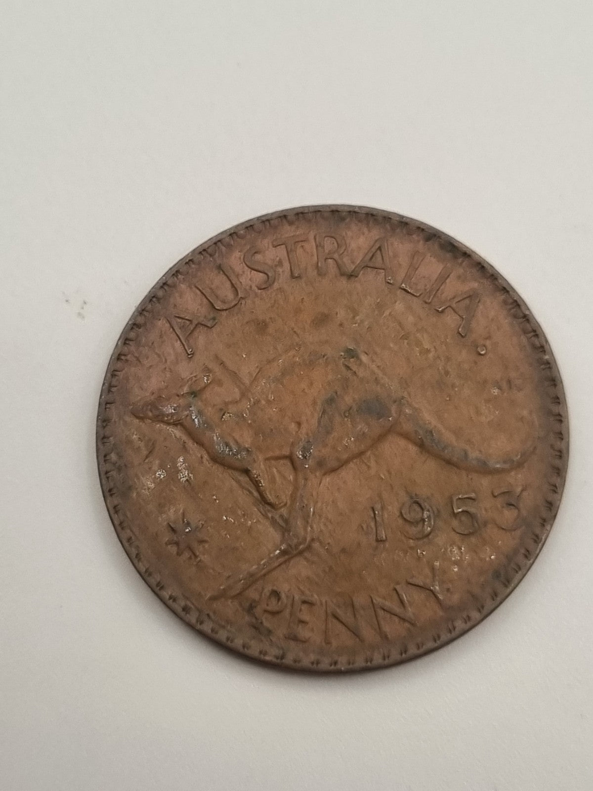 1953 Australian Penny With Dot After The A.