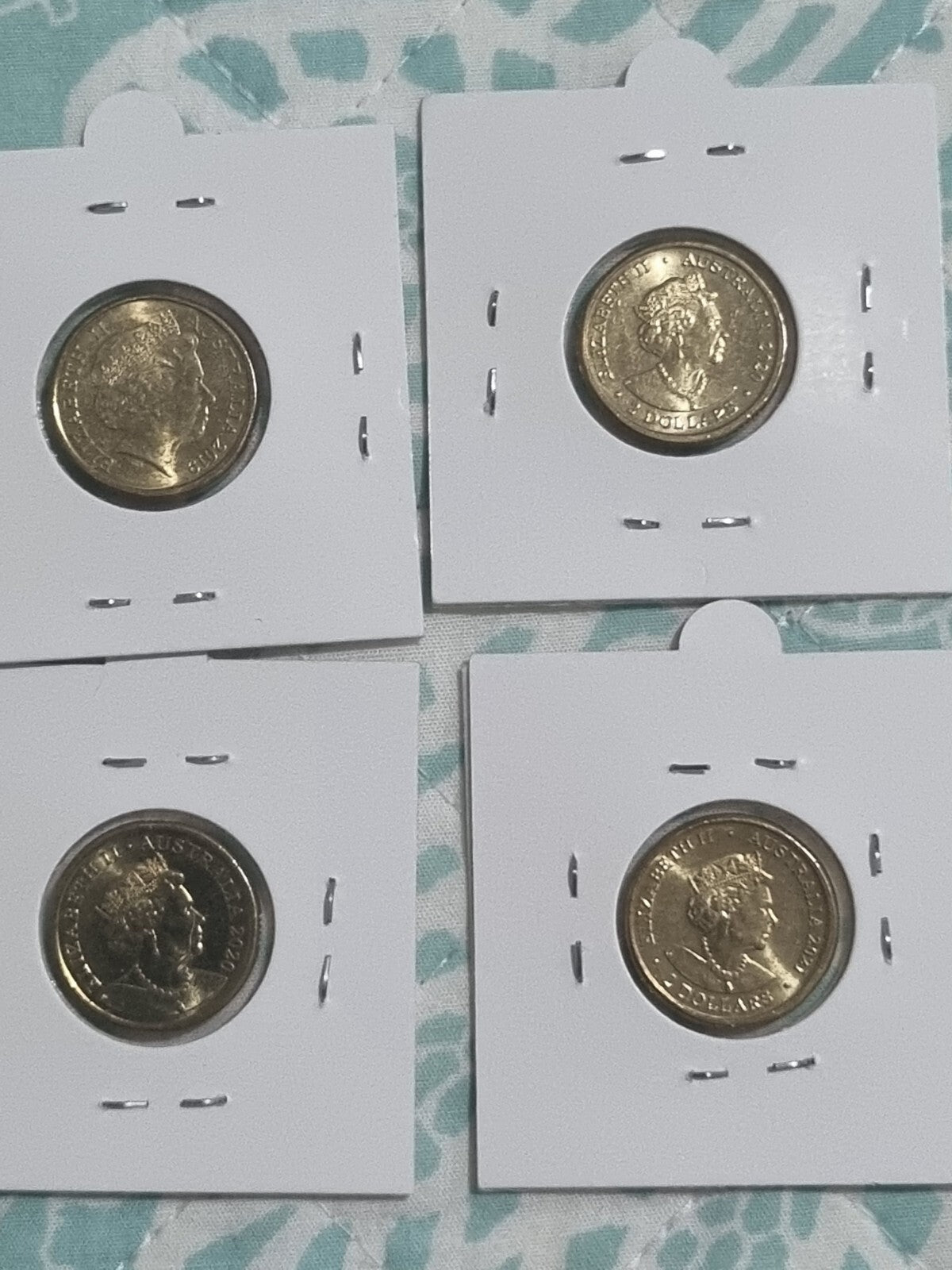4 x Uncirculated Two Dollar Coloured Coins - $2 UNC in 2x2