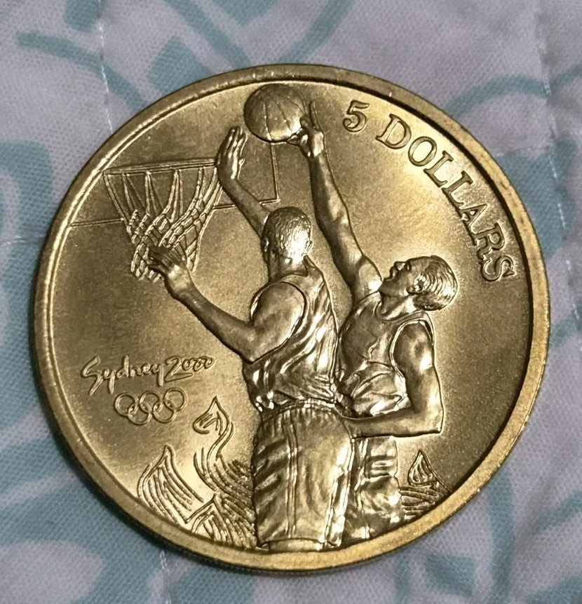 Sydney Olympics 2000 Basketball $5 Dollar Coin - Five Dollars 