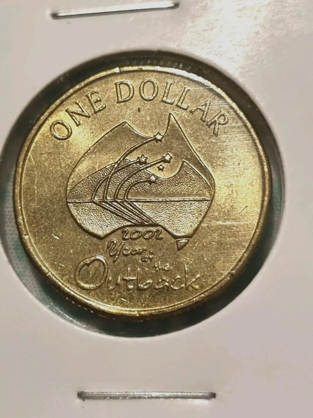 2002 $1 One Dollar Coin  - Year of The Outback In A 2x2 Holder
