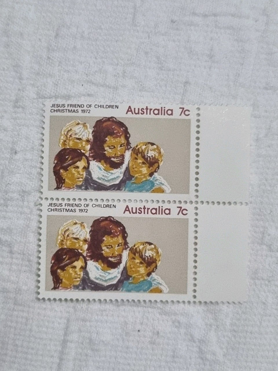 2 x 1972 7c Christmas Jesus , Children Stamps - MNH