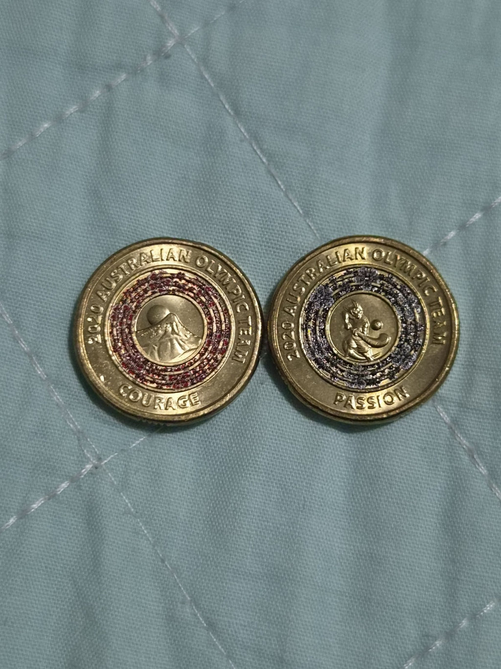 2 x 2020 UNC Olympics $2 Dollar Coins - Red Courage & Black Passion