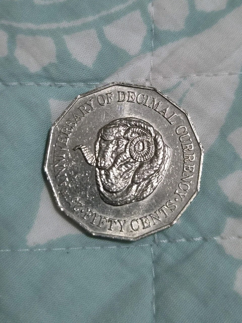 1991 Rams Head 50 Cent Coin - 25th anniversary decimal currency