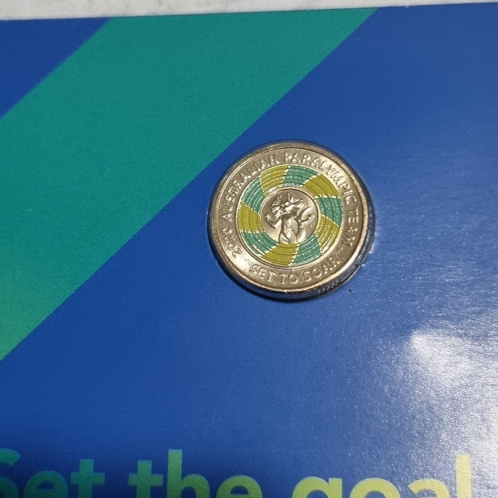 2020 $2 Tokyo Paralympics Coloured UNC Two Dollar Coin in Folder 