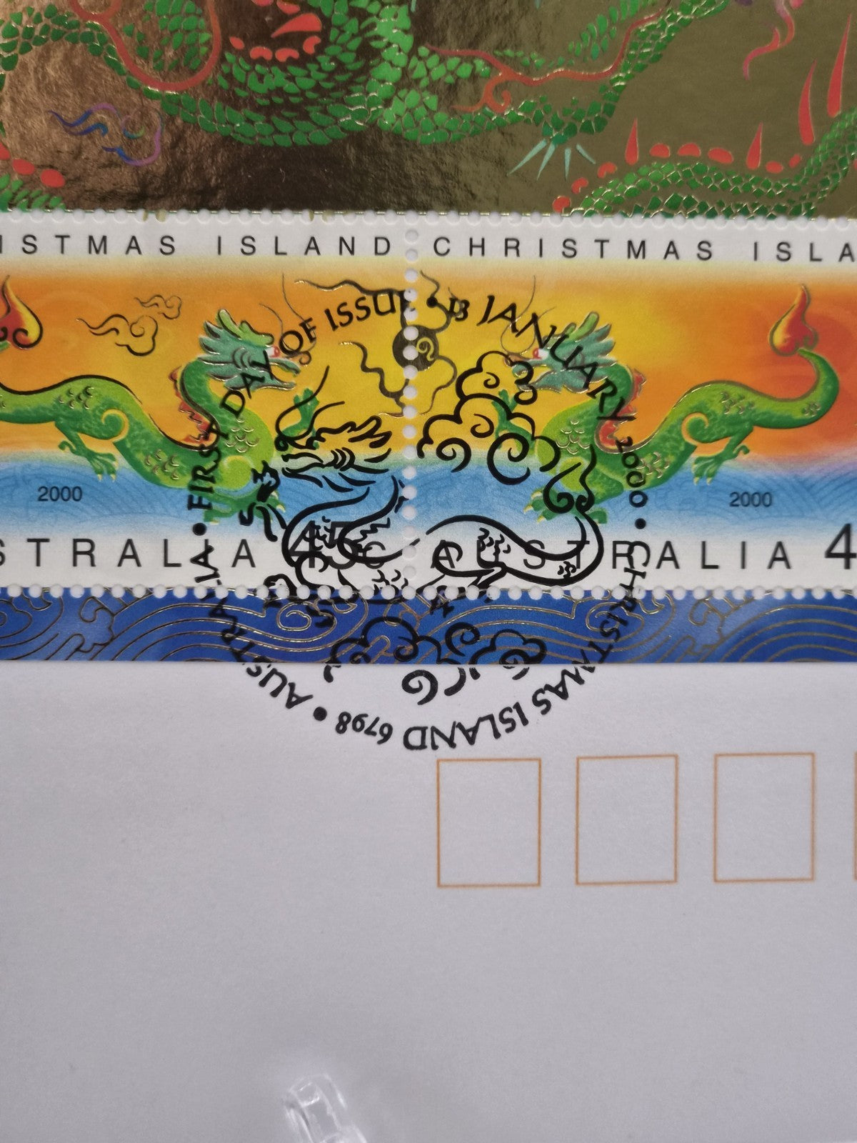 2000 Christmas Island FDC - Year of The Dragon - First Day Cover