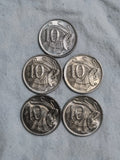5 x 1981 UNC 10 cent coins