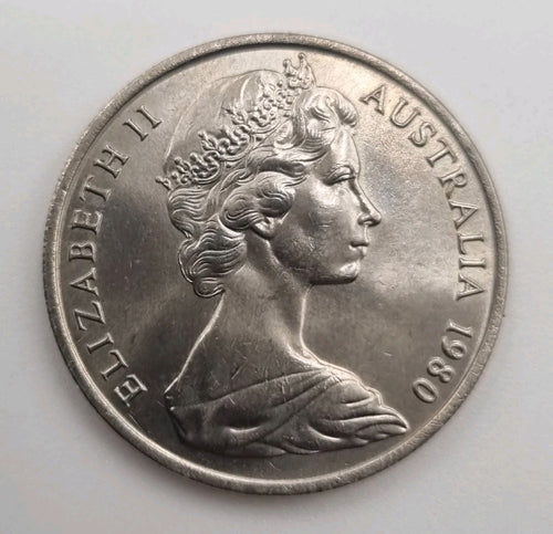 1980 10 Cent UNC Coin Australian Ten Cents In 2x2 Holder 