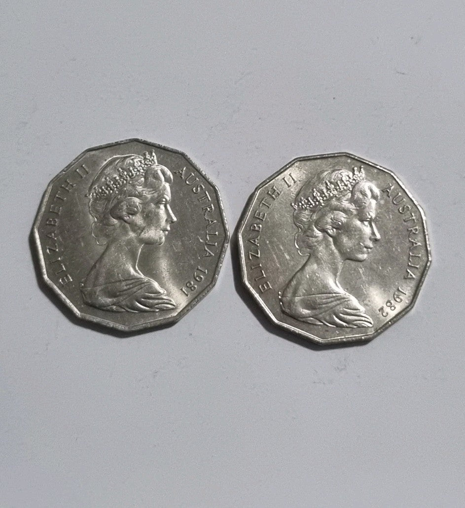 1981 & 1982  UNC Fifty Cent 50c Coin Princess & Prince - Brisbane Commonwealth G