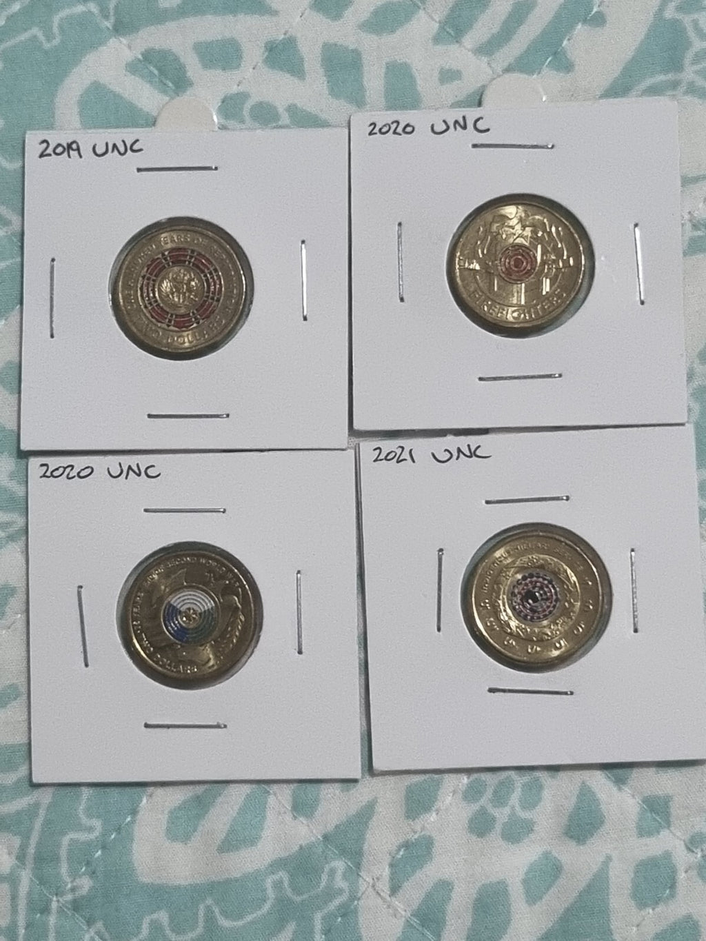 4 x Uncirculated Two Dollar Coloured Coins - $2 UNC in 2x2
