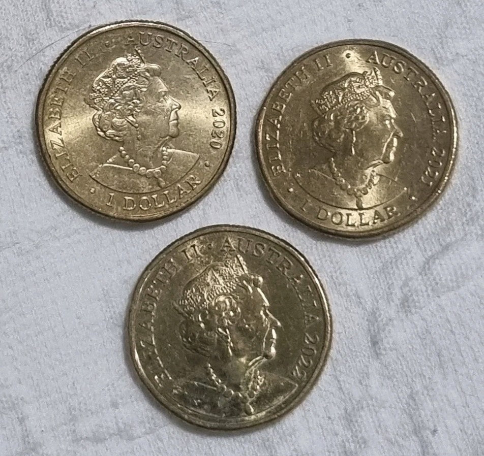 3 X One Dollar Coins - 2020 , 2021 , 2022