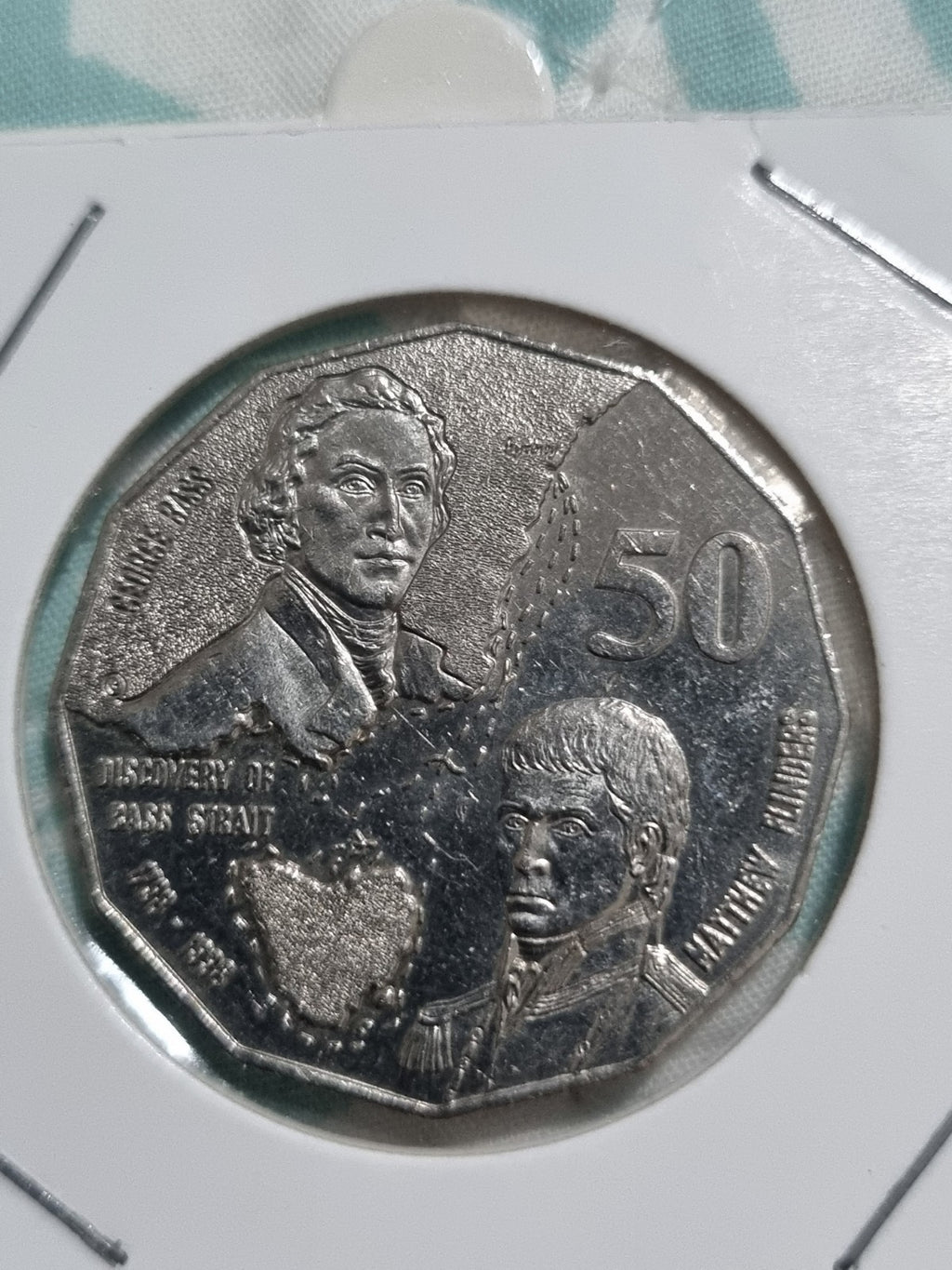 1998 UNC Bass & Flinders 50 Cent Coin In 2x2 Holder 