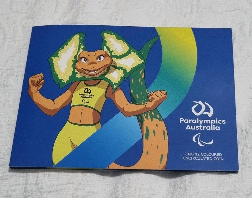 2020 $2 Tokyo Paralympics Coloured UNC Two Dollar Coin in Folder 