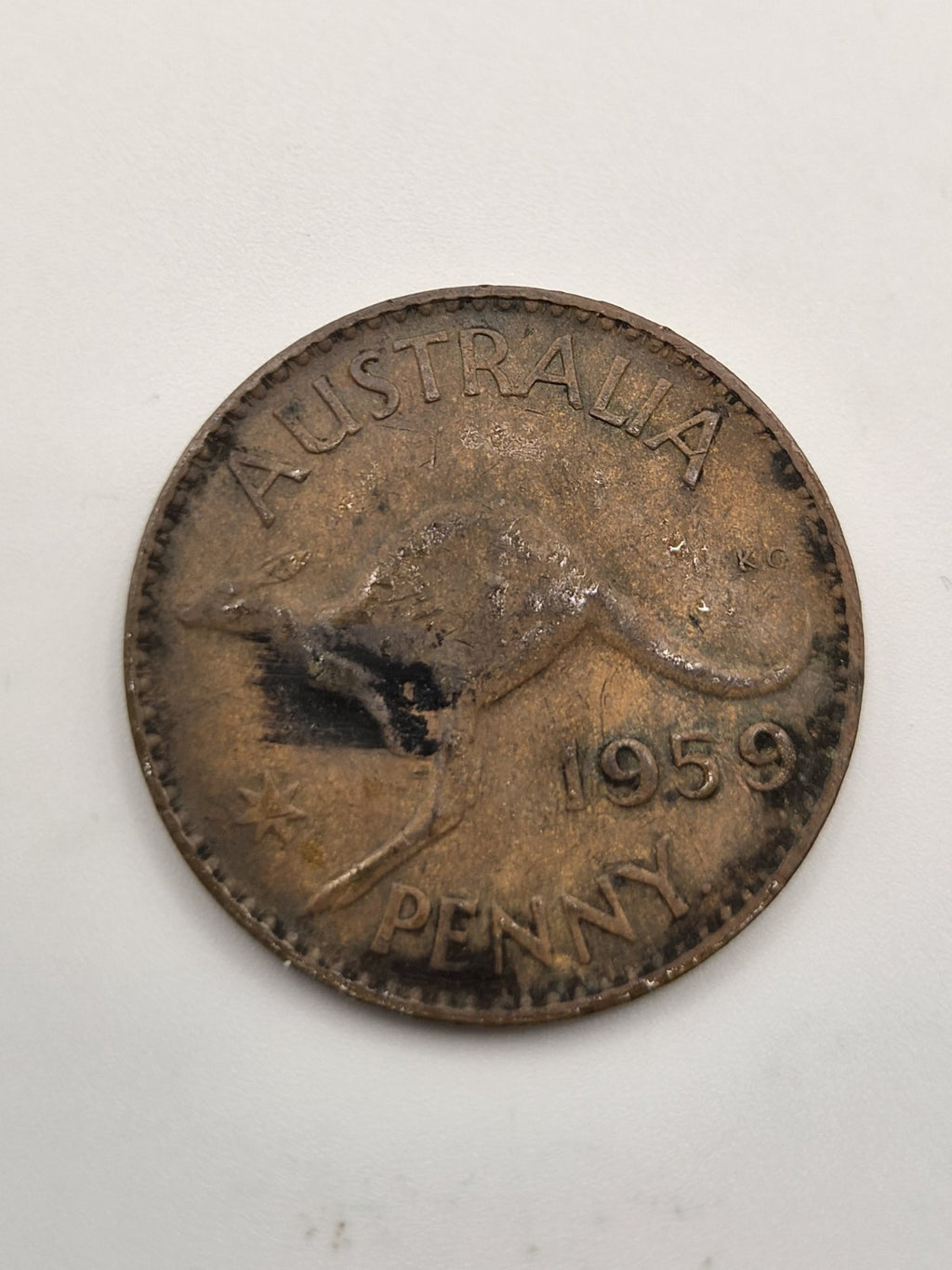 1959 Australian Penny With Dot