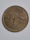 1962 Australian Penny with Y dot