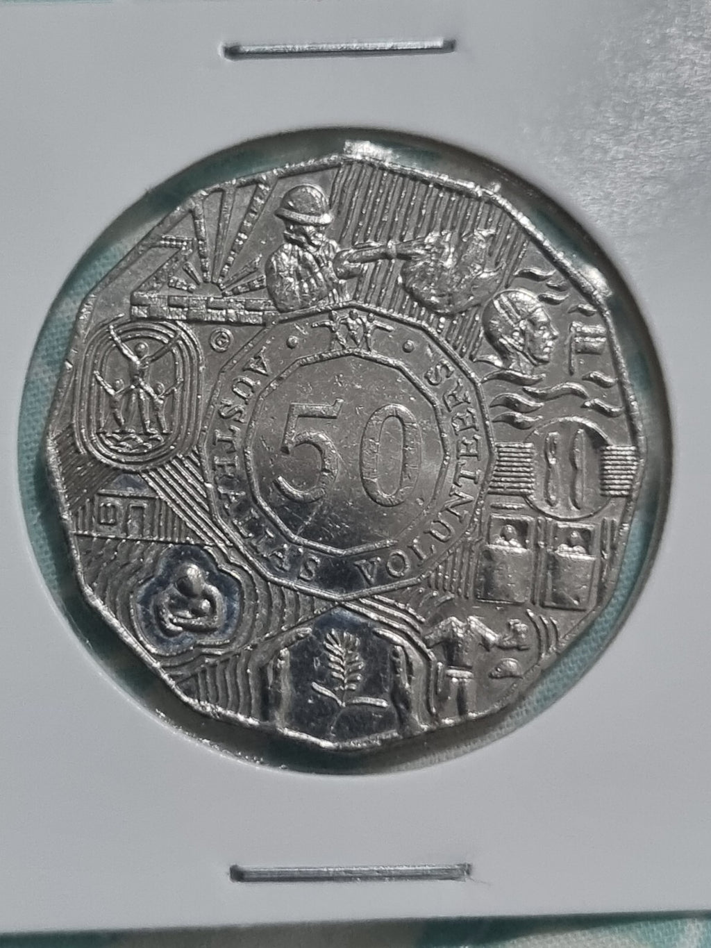 2003 Volunteers 50 Cent Coin - Lightly Circulated in Lighthouse 2x2 Holder 