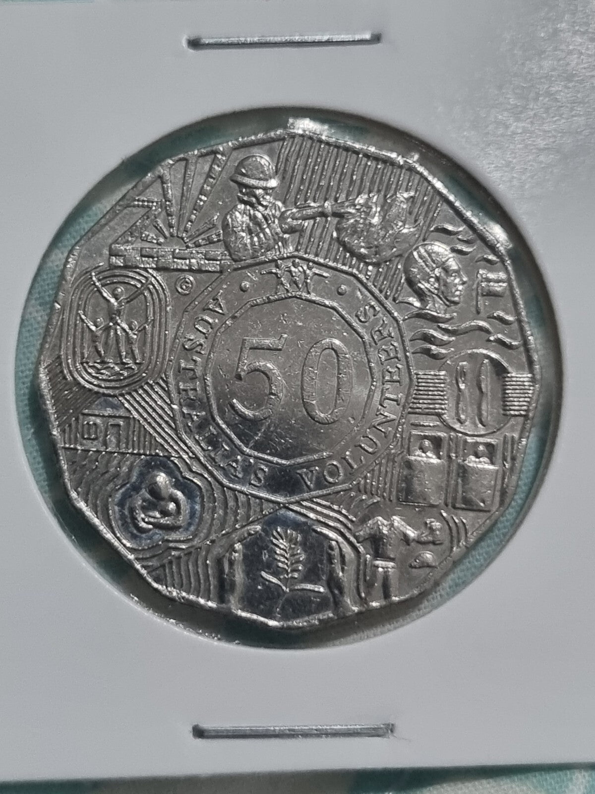 2003 Volunteers 50 Cent Coin - Lightly Circulated in Lighthouse 2x2 Holder 