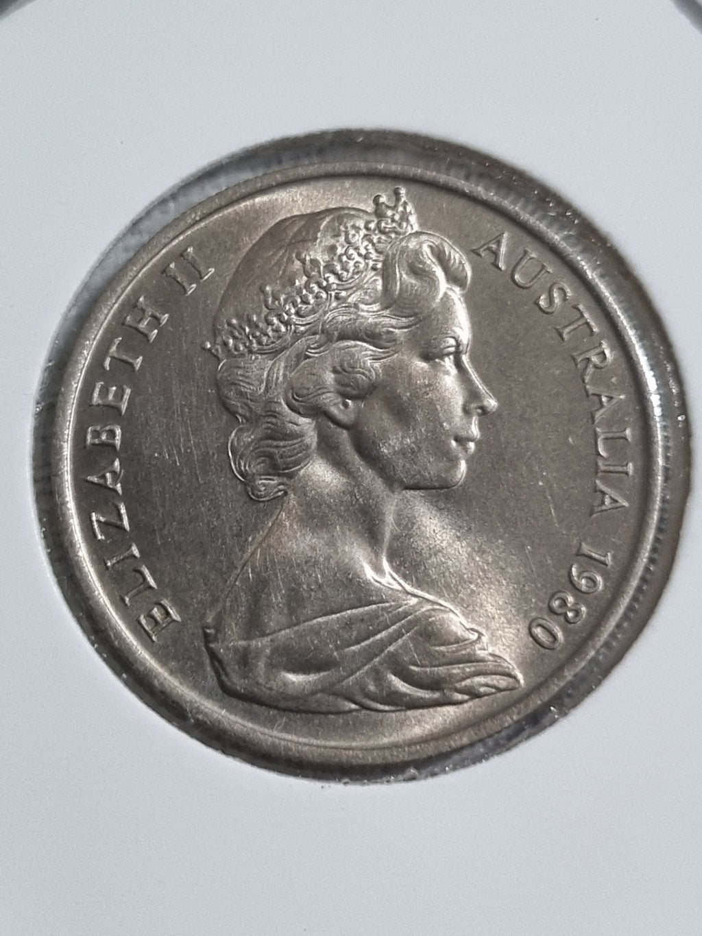 1980 10 Cent UNC Coin Australian Ten Cents In 2x2 Holder 