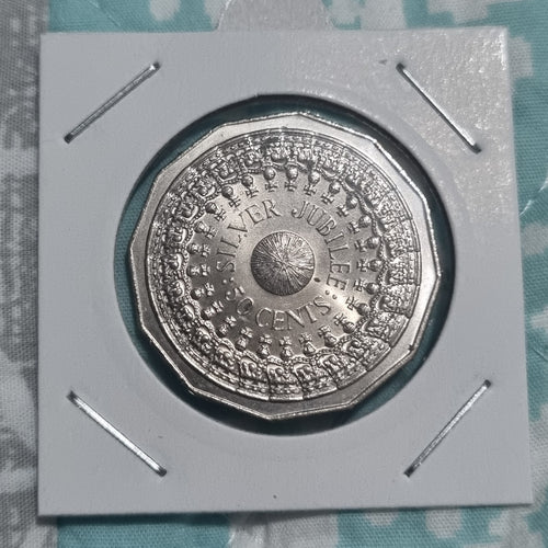 1977 Silver Jubilee 50 cent coin + Free  FDC Included 