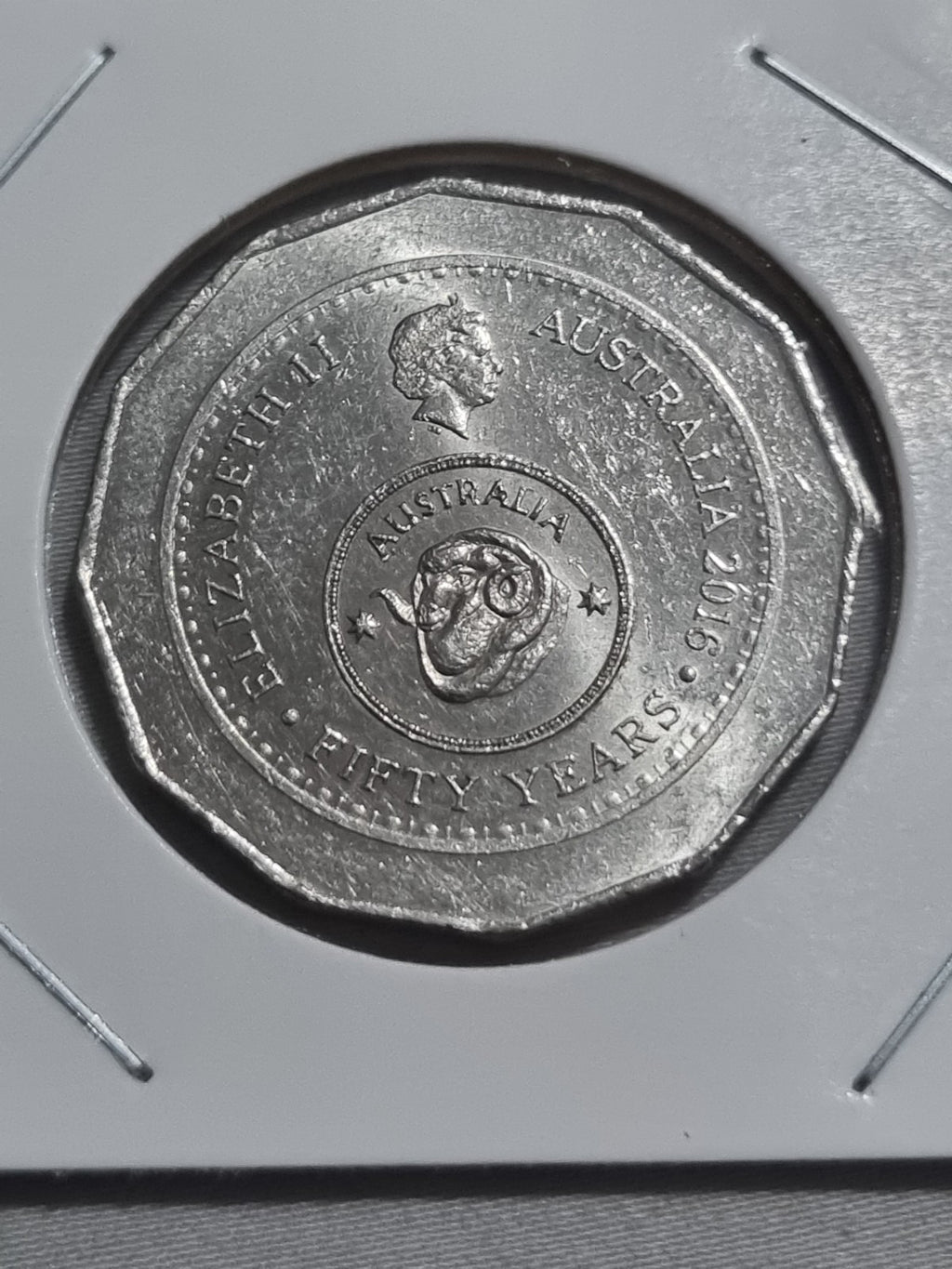 2016 Changeover 50 Cent Coin - aUNC In 2x2 Holder 